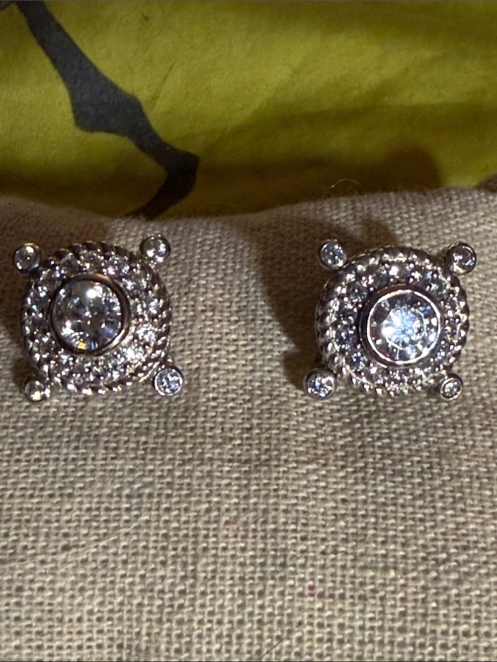 Sterling silver and CZ Judith Ripka clip on earrings